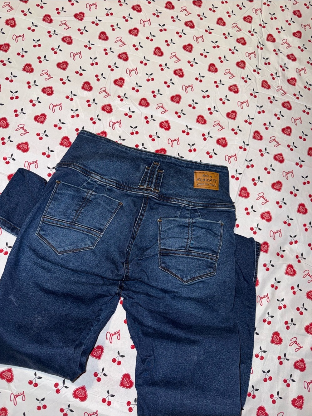 Dark Blue Skinny Jeans with Back Patch - Women's Stretch Denim
